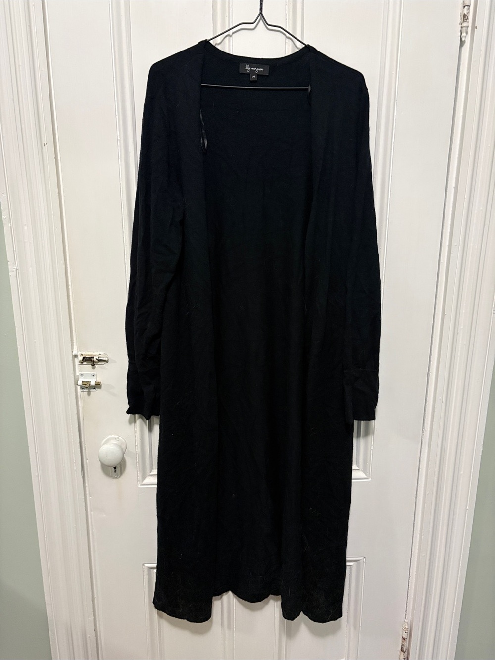Everyday Long Open-Front Black Cardigan